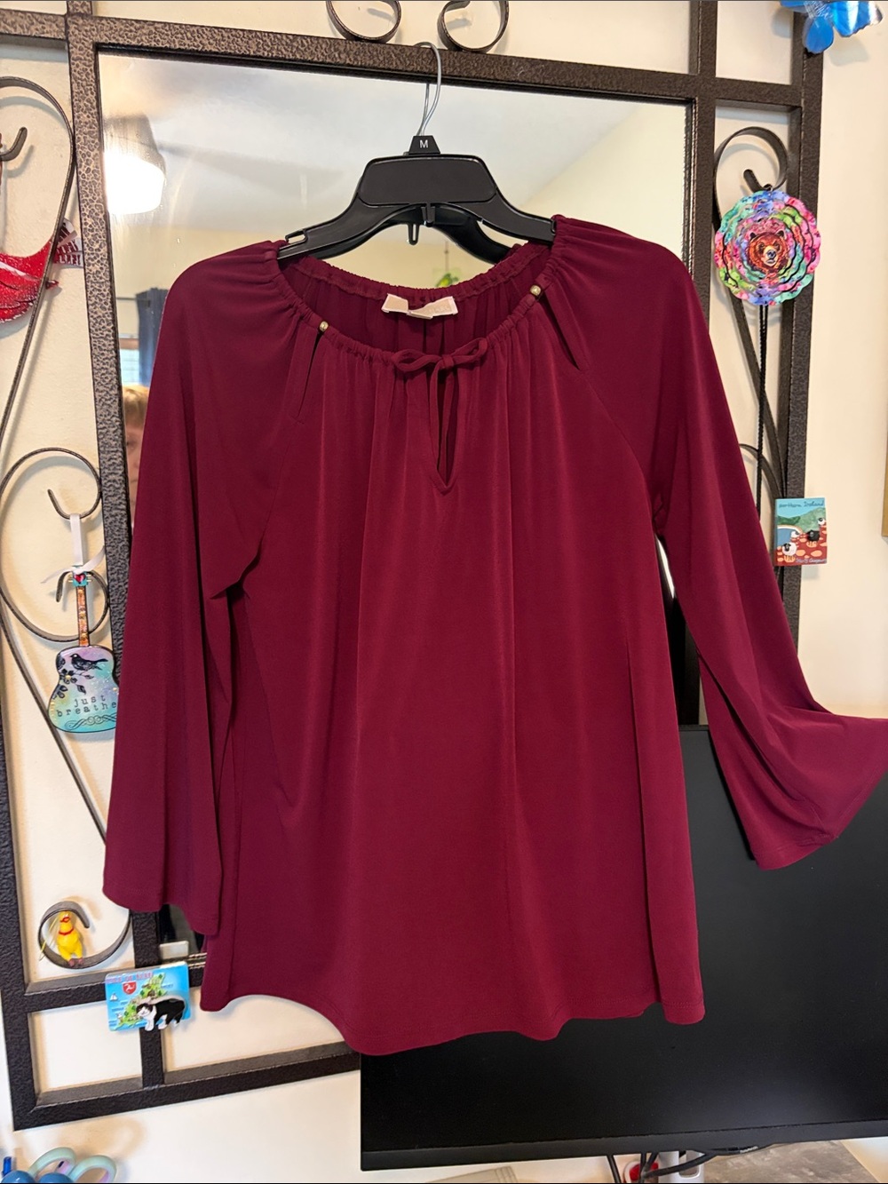 Michael Kors Burgundy Peasant Blouse -